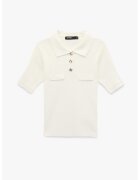KOTON Pulover slim fit cu maneci scurte - Alb murdar
