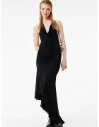 KOTON Rochie asimetrica cu decolte halter si garnitura cu volane - Negru