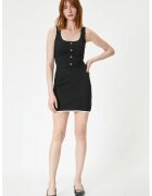 KOTON Rochie cambrata cu nasturi decorativi - Negru