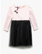 KOTON Rochie combi cu terminatie din tul - Roz pastel/Negru stins