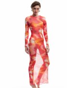 KOTON Rochie maxi cu aspect transparent - Galben/Coral