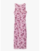 KOTON Rochie midi cu model - Roz pastel/Roz fandango
