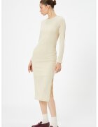 KOTON Rochie midi striata cu slit lateral - Crem