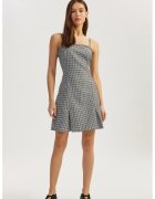 KOTON Rochie mini din amestec de bumbac in carouri - Alb/Negru