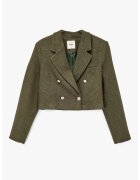 KOTON Sacou crop cu design doua randuri de nasturi - Verde inchis