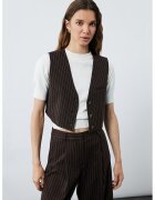 KOTON Sacou crop fara maneci - Alb/Maro