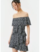 KOTON Salopeta scurta cu decolteu pe un umar - Alb/Albastru ultramarin