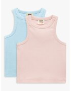 KOTON Set de top-uri cu model uni - 2 piese - Albastru deschis/Roz prafuit