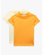 KOTON Set de tricouri din bumbac cu model uni - 2 piese - Alb fildes/Portocaliu