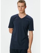 KOTON Set de tricouri slim fit cu decolteu in V - 2 piese - Alb/Bleumarin