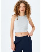 KOTON Top crop cu aspect striat - Gri deschis melange