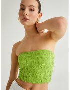 KOTON Top crop cu aspect texturat - Verde lime