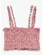 KOTON Top crop cu barete duble - Rosu/Alb