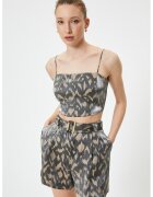 KOTON Top crop cu bretele ajustabile - Maro nisip/Gri inchis