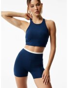 KOTON Top crop cu bretele incrucisate - Albastru ultramarin