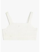KOTON Top crop cu broderie florala - Alb murdar