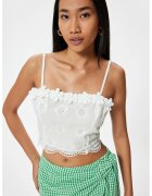 KOTON Top crop cu broderii - Alb optic