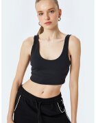 KOTON Top crop cu decolteu adanc - Negru