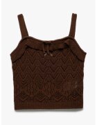 KOTON Top crop cu decolteu patrat - Maro inchis