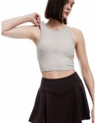 KOTON Top crop cu decolteu rotund - Maro taupe deschis