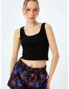 KOTON Top crop cu decolteu rotund - Negru