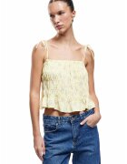 KOTON Top crop cu fronseuri - Verde/Roz pastel/Galben pal