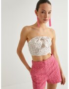 KOTON Top crop cu funda - Alb fildes/Verde inchis/Coral