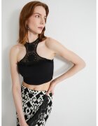 KOTON Top crop cu garnituri de dantela crosetata - Negru