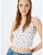 KOTON Top crop cu imprimeu - Alb/Rosu vermillion