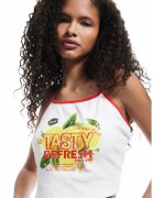 KOTON Top crop cu imprimeu grafic - Alb/Verde/Galben
