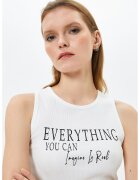 KOTON Top crop cu imprimeu text - Alb