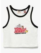 KOTON Top crop cu imprimeu Tom&Jerry - Alb/Negru