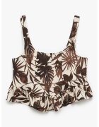 KOTON Top crop cu imprimeu tropical - Maro/Crem