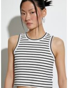 KOTON Top crop cu model cu dungi - Alb/Negru