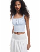 KOTON Top crop cu model in carouri - Alb/Albastru pal