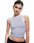 KOTON Top crop cu model in dungi - Alb/Negru
