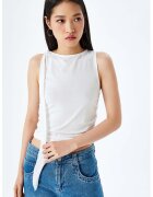 KOTON Top crop cu model uni - Alb
