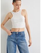 KOTON Top crop slim fit - Alb murdar