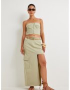 KOTON Top crop slim fit cu fermoar - Verde pal