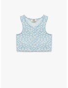 KOTON Top cu imprimeu floral - Albastru pastel/Alb murdar