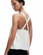 KOTON Top cu insertie crosetata - Negru stins/Alb murdar