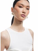 KOTON Top cu insertie elastica - Alb/Crem
