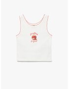 KOTON Top cu terminatie contrastanta - Coral/Alb murdar