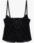 KOTON Top de pijama cu animal print si detaliu funda - Negru