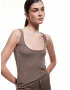 KOTON Top de pijama cu decolteu patrat si aspect texturat - Maro