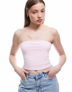 KOTON Top fara maneci cu model uni - Roz pastel