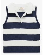 KOTON Top polo in dungi - Alb/Bleumarin