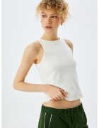 KOTON Top slim fit cu decolteu la baza gatului - Alb murdar