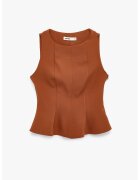 KOTON Top slim-fit cu volan peplum - Caramel