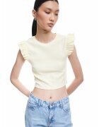 KOTON Top slim fit cu volane - Galben pal